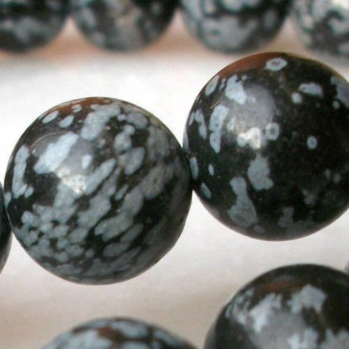 25 perles percé obsidienne noir et gris 12mm pierre fine gemme ∞ pierre naturelle ∞ semi précieuse