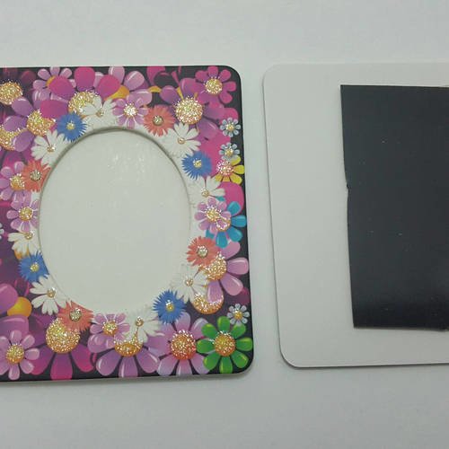 10 cadres photos en carton aimanté multicolores pailleté thème nature fleurs b5