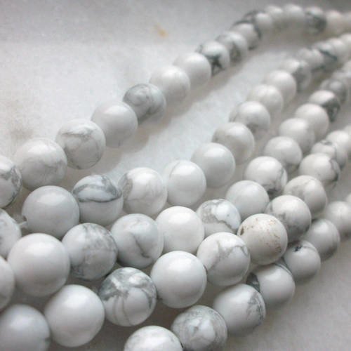 Lot de 30 perles percés 10mm howlite blanc pierre naturelle semi précieuse a42