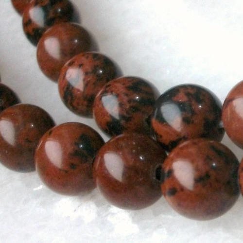 30 perles percé marron obsidienne acajou mahogany 8mm pierre fine gemme pierre naturelle polie semi précieuse b63