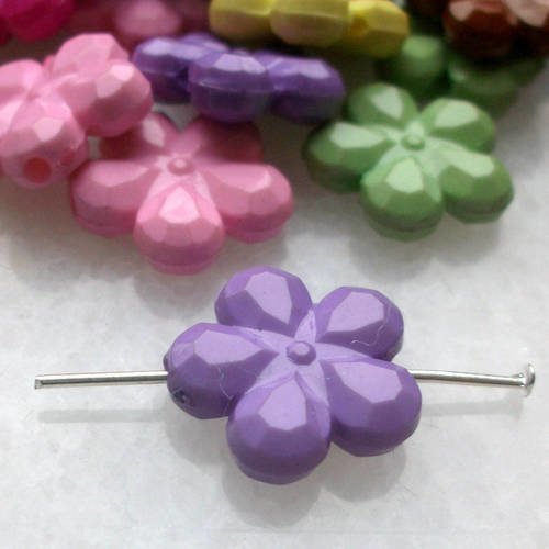 100 perles fleur percé 14mm multicolore pour shamballa bracelet collier c2