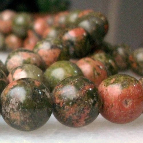 30 perles de pierre naturelle boule 10mm unakite ∞ gemme pierre naturelle semi précieuse ∞