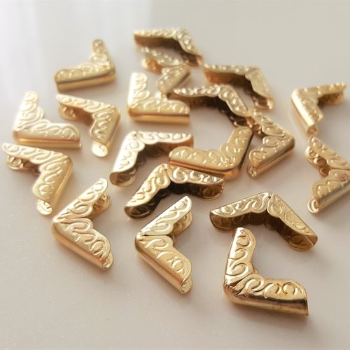 1000 décoration protection embellir angles 22mmx15mm coins motif gravé pour livre cahier cartonnage en métal doré c33