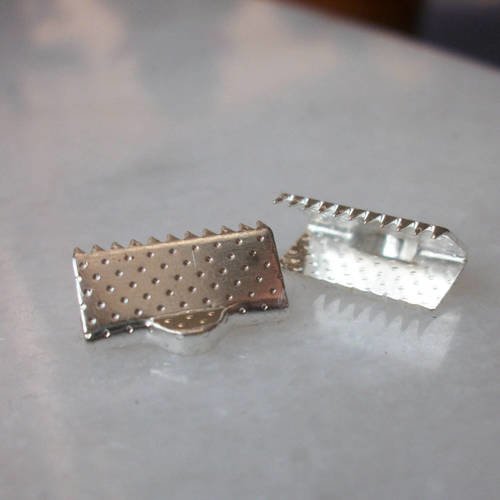 10 attaches griffe serre embout 13mm pour ruban en métal argenté apprêt fabrication de bijoux collier bracelet b17