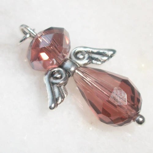 1 ange 2,5cm en ailes breloque et perles de bohème amétyste 8mm et 6mm en verre à facettes transparente pour collier