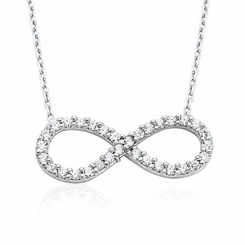Collier chaîne avec pendentif signe infini en argent massif 925 serti zircon silver necklace infinity