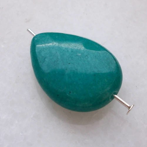 1 pendentif perle goutte plate jade facette 20x15mm facetté percé pierre naturelle semi a37