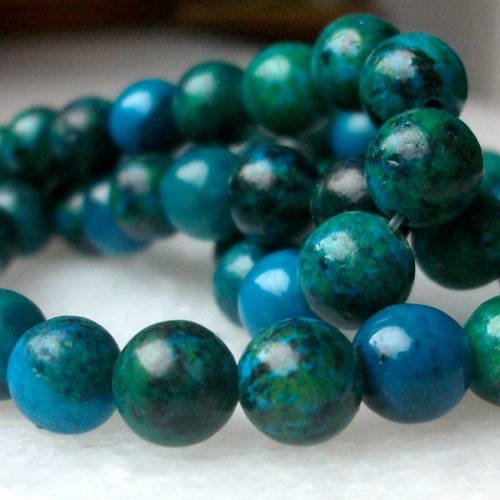 10 perles percé jade teintée chrysocolle 6mm pierre naturelle semi précieuse