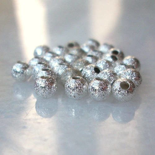 10 perles boule à micro facettes en métal argenté 3mm pour bijoux a27