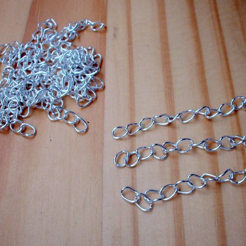 100 chaîne 5cm de long et 3mm de largeur à maille en métal argenté pour la réalisation de vos bijoux