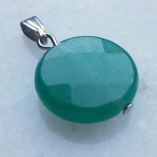 1 pendentif jade pièce à facette 15mm facetté percé pierre fine gemme pierre naturelle semi