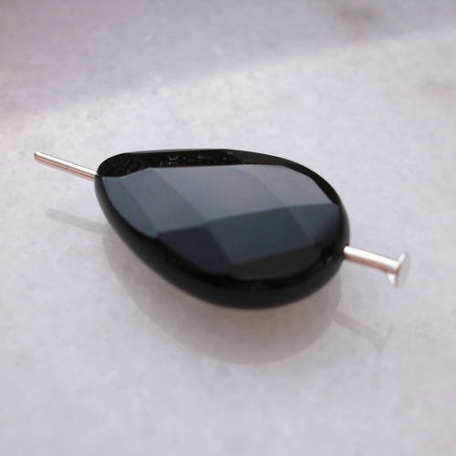1 pendentif perle goutte plate onyx facette 18x13mm facetté percé pierre fine gemme pierre naturelle semi a37