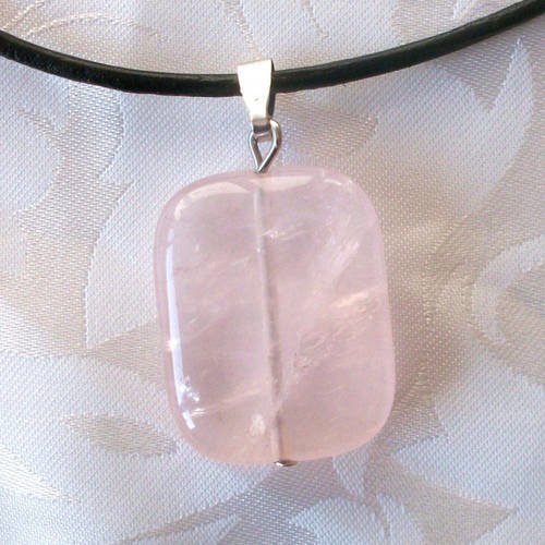 1 pendentif pierre fine quartz rose rectangle 20x25mm gemme pierre naturelle semi précieuse