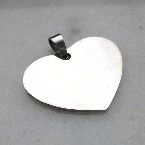 1 pendentif plaque coeur en acier inox  35mm dog tags plaque militaire armée a19c01