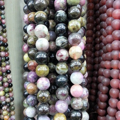 4 perles ronde percé pierre fine tourmaline 8mm gemme pierre naturelle semi précieuse pour bijoux bracelet collier boucles d oreilles