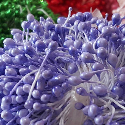 20 tiges pistils étamines bleu lustré 5.5cm pour fleurs artificielles b46