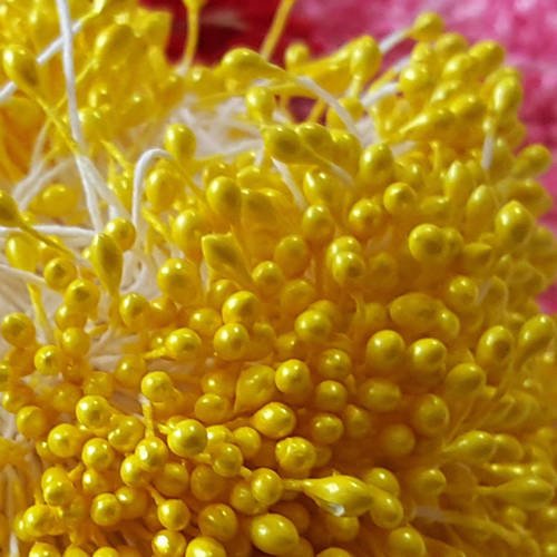 20 tiges pistils étamines jaune lustré 5.5cm pour fleurs artificielles b46