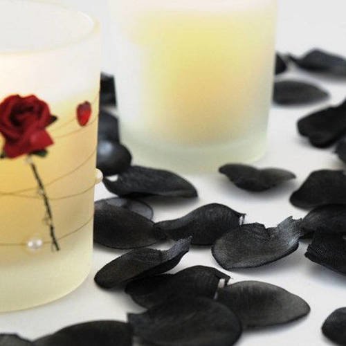 144 pétales de rose confetti en tissus noir pour mariage, baptême, fête, décoration de table b9