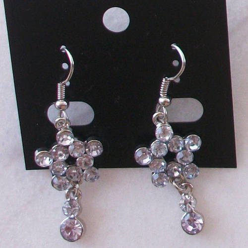 Boucles d'oreilles étoile en métal argenté et strass transparent bijoux b31
