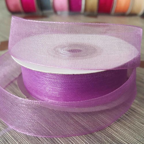 20 mètres de ruban organza ribbon violet fr3240 de largeur 10mm pour décoration couture mode embellissement cadeaux