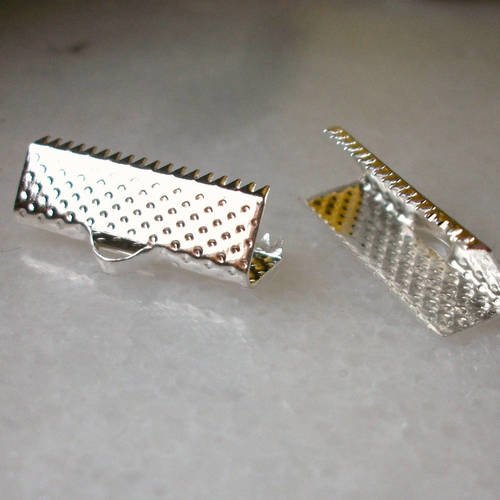 10 attache griffe serre pince embout 20mm pour ruban en métal argenté apprêt fabrication de bijoux collier bracelet b17