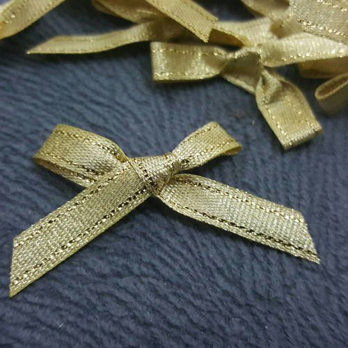 50 nœuds 3,5cm en ruban satin doré pour paquet cadeau noeud b5