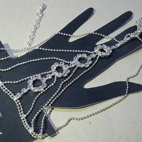 Bracelet - gourmette superbe bracelet bague réglable fantaisie strass cristal oriental b34