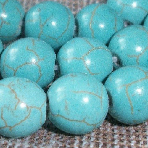 2 perles ronde percé pierre de turquoise 18mm gemme pierre naturelle semi précieuse