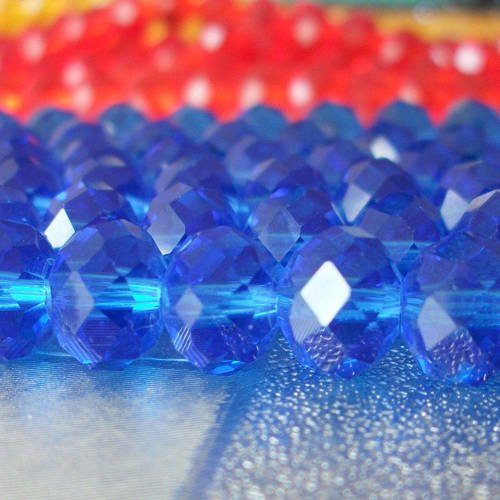 70 perles bleu marine 8mm 8x6mm de bohème en verre à facettes transparente 6mm b56