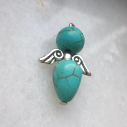 1 ange 2,6cm en ailes en perles naturelle turquoise et  breloque pour collier bracelet bo a4