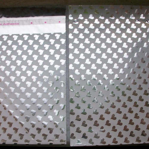 100 emballages pochettes cadeaux 10cm coeur argenté métallisé sachets avec rabat à ruban adhésif b67