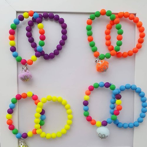 100 perles rondes percé 8mm multicolore fluo pour shamballa bracelet collier c2