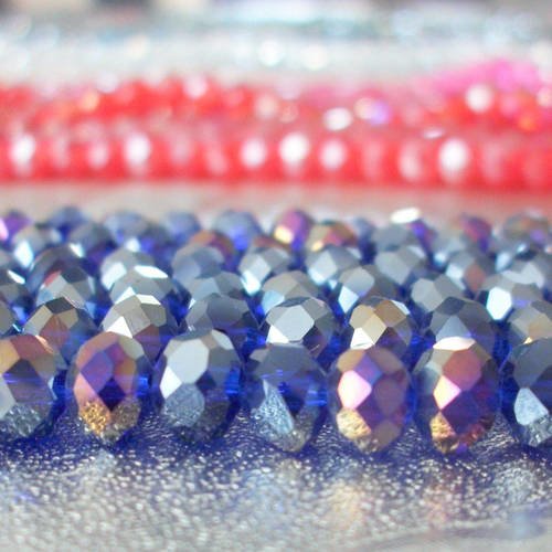 100 perles bleu marine ab 6mm 6x5mm de bohème en verre à facettes transparente 6mm b56