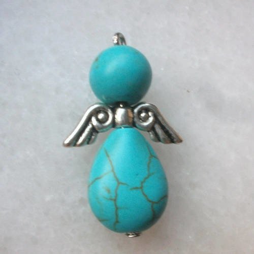 1 ange 2,6cm en ailes en perles naturelle turquoise et  breloque pour collier bracelet bo a3