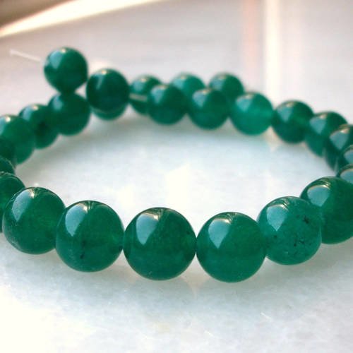4 perles percé jade vert foncé 8mm pierre fine gemme pierre naturelle semi précieuse a43