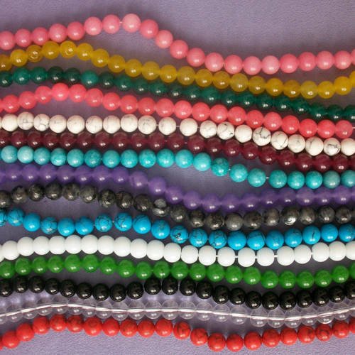 Lot de 5 perles percé couleurs variés 8mm pierre fine gemme pierre naturelle semi précieuse a43