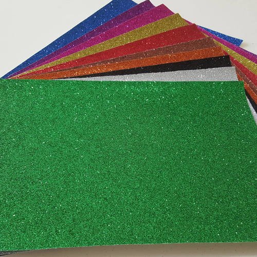 1 feuille pailleté vert couleur créative avec paillette format 10x20cm pour activités manuelles scrapbooking 