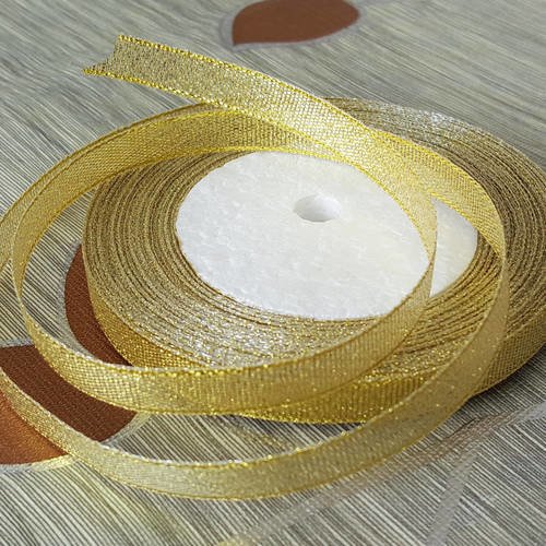 1 mètre de ruban doré largeur 10mm en tissu imitation fil d or b11