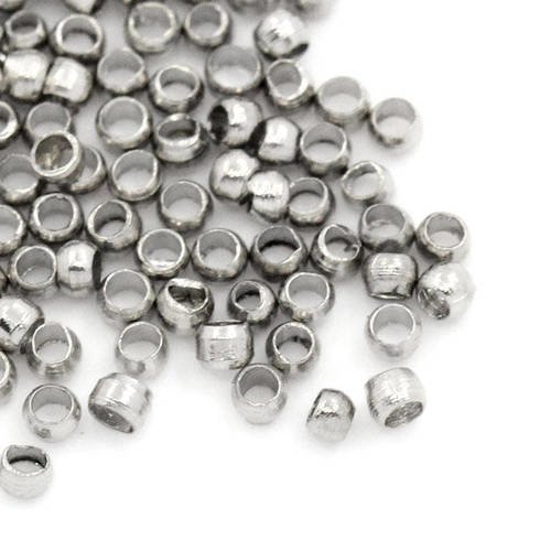 100 perles boules rondes à écraser 2,5mm en métal argenté a27