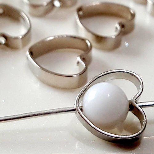 10 perles intercalaires coeur connecteurs intermédiaires en métal argenté 9mm 