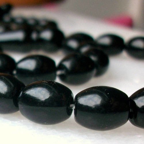 10 perle olive percé en plastique noir 8x6mm pour collier bracelet bo 