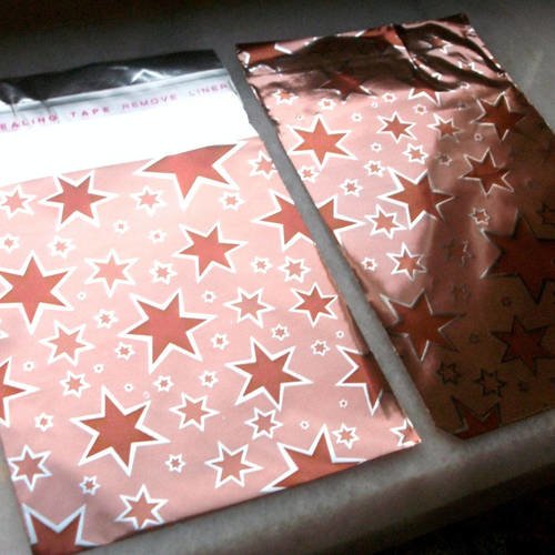 10 emballages 8cm pochettes cadeaux métallisé étoile marron sachets avec rabat à ruban adhésif c32
