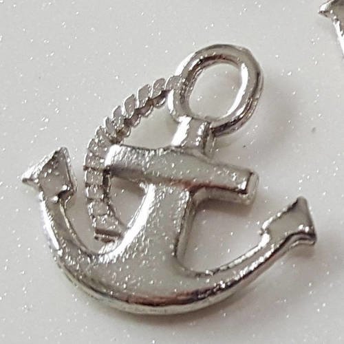 10 pendentif breloque ancre de marine marin bateau en métal argenté 18x18mm 
