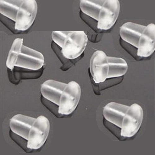 10 embouts pour crochets boucles d'oreilles bo en silicone transparent b31