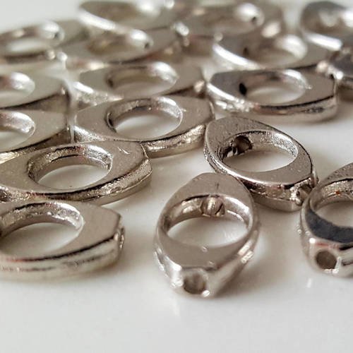25 perles galets olive ovale 10mm avec trou 4.2mm intercalaires connecteurs intermédiaires en métal argenté 