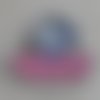 1 pendentif chat nuage rose noeud 21x28mm email en métal argenté émaillé 