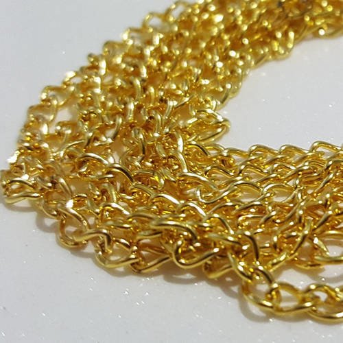 Collier chaîne à maille longeur 70cm largeur 3mm en métal doré pour la réalisation de vos bijoux 