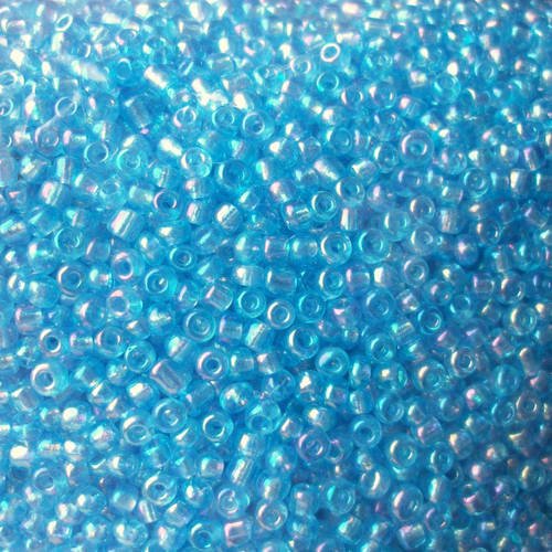 440 perles de rocailles 2mm bleu ciel irisé perles en verre pour shamballa collier boucles  10 grammes  b3