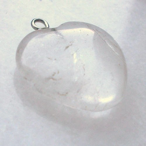 1 pendentif perle coeur cristal quartz 20mm percé pierre fine gemme pierre naturelle semi précieuse