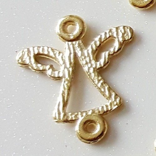 10 perles breloque connecteur pendentif ange cloche ailes en métal doré 20mm 